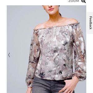 White House black market off the shoulder overlay top